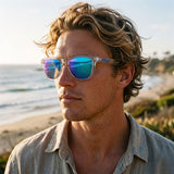 Oakley Frogskin Sunglasses in Prizm sapphire polarized and polished clear