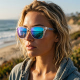 Oakley Frogskin Sunglasses in Prizm sapphire polarized and polished clear