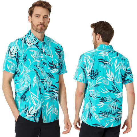 Volcom Mens Bleeding Leaf S/S  Shirts in electric blue and Medium