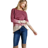 Umgee Womens Zara LS Tops in wine