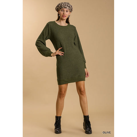 Umgee Womens Bonnie Sweater Dresses in olive