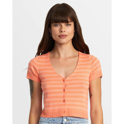 RVCA Womens Taylor Sweater Tops in Coral