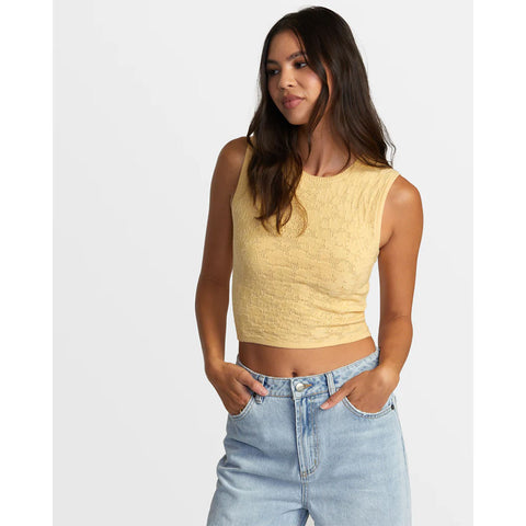 RVCA Womens Shiver Sweater Tank Tops in yellow