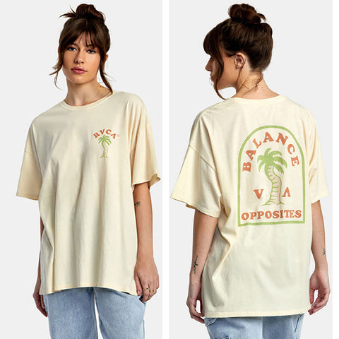 RVCA Womens VA Palm Baggie Tops in cream and Medium