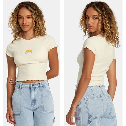 RVCA Womens Shine Tops in cream and Large
