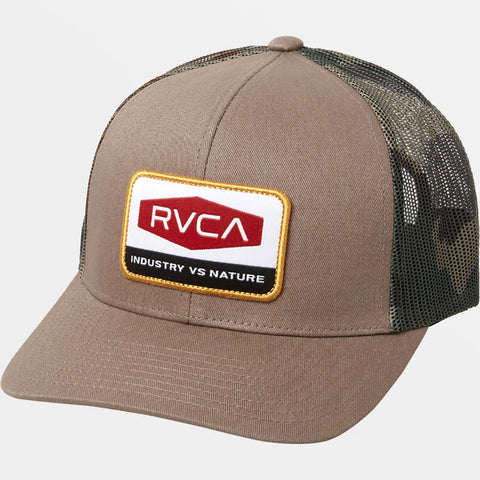 RVCA Mens Mission Trucker Hats in tan/camo