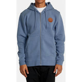 RVCA mens Wordmark Zip Up Sweathirts in steel blue