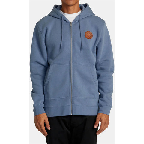 RVCA mens Wordmark Zip Up Sweathirts in steel blue