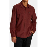 RVCA mens Freeman Cord L/S Shirts in Wine