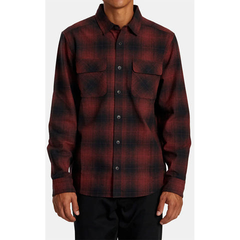 RVCA Mens Dayshift Flannel Shirts in Wine