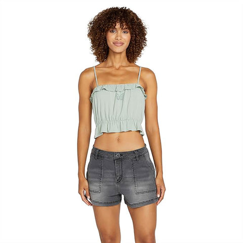 Volcom Womens Glowing Up Cami Tops in Seaglass