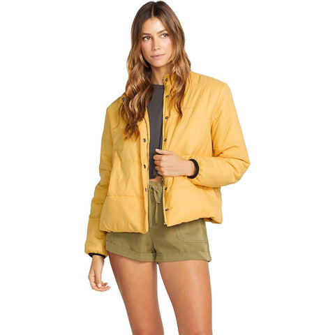 Volcom Womens Not Enuff Puff Jackets in gold