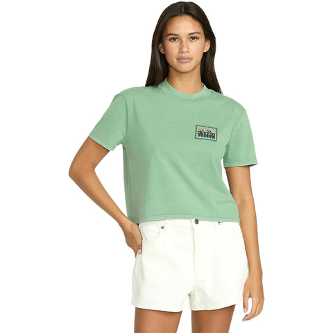 Volcom Womens Dial Crop Tops in sage green