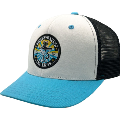 Edge Bad Kitty Lounge Snapback Hat in white/carolina/black