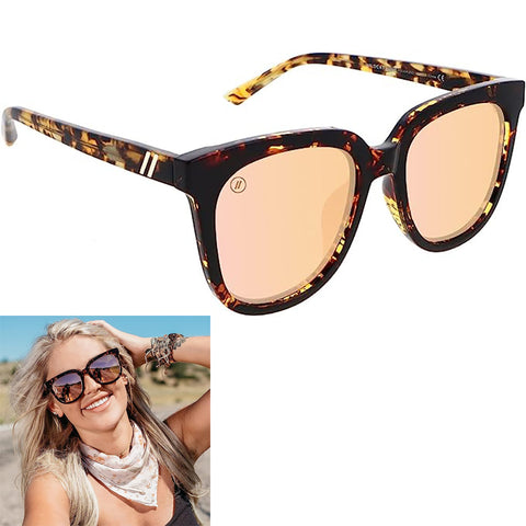 Blenders Wildcat Love Sunglasses in champagne tortoise and pink polarized