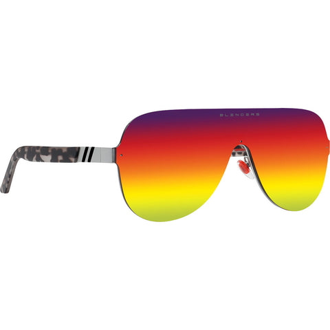 Blenders Supreme Irene Sunglasses in silver and red rainbow polarized