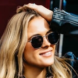 Blenders Hexagram AS Sunglasses in smoke polarized and alana springsteen