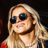 Blenders Hexagram AS Sunglasses in smoke polarized and alana springsteen