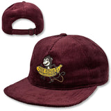 Edge Big Banana Strapback Hat in maroon corduroy