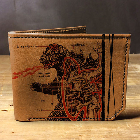 Backerton Mens Leather Bifold ID Wallet in Godzilla