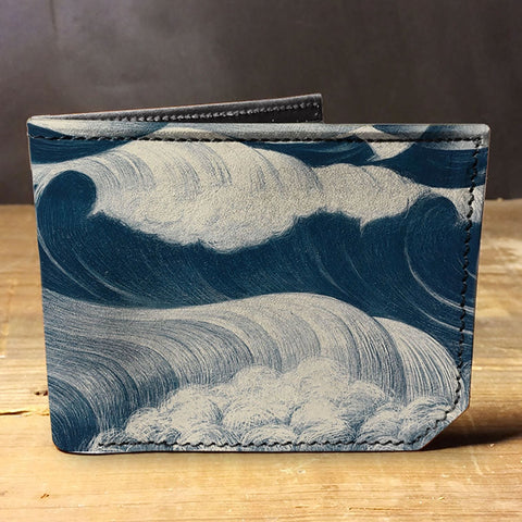 Backerton Mens Leather Bifold ID Wallet in waves