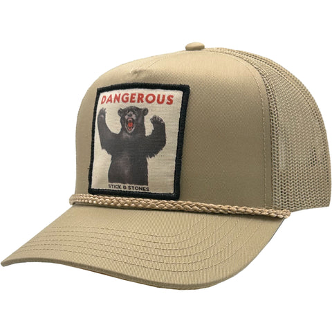 Backerton Mens Dangerous Trucker Hat in tan