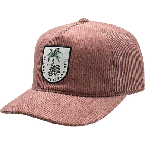 Edge Boney Palm Snapback Hat in dusty rose corduroy
