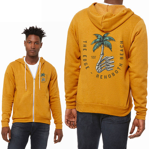 Edge Boney Palm Zip Hoodie in mustard