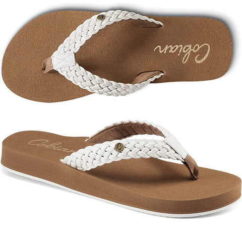 Cobian Womens Braided Bounce Sandals in white