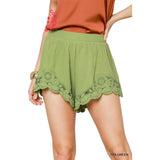 Umgee Womens Victoria Shorts in tea green