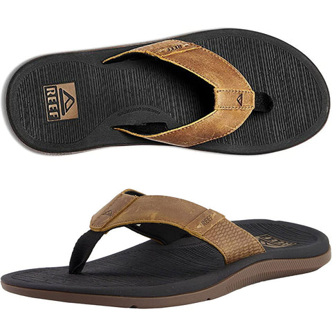 Reef Mens Santa Ana LE Sandals in black/tan and 9.mens