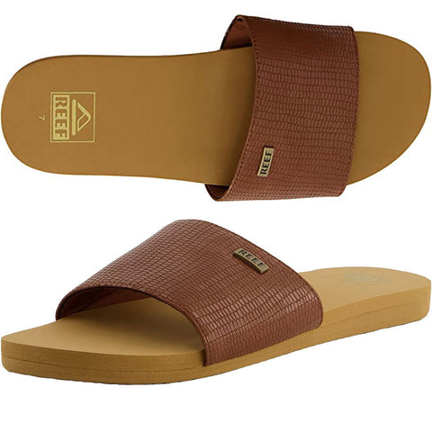 Reef Womens Bliss Nights Slide Sandals in Brunette and 8.womens