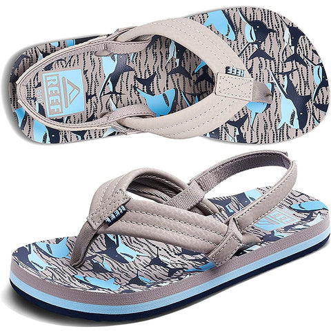 Reef kids Little Ahi Sandals in tan sharks and 10.kids