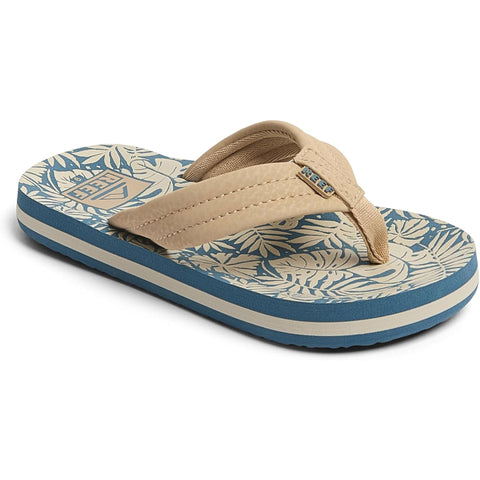 Reef kids Kids Ahi Sandals in blue/tan palm