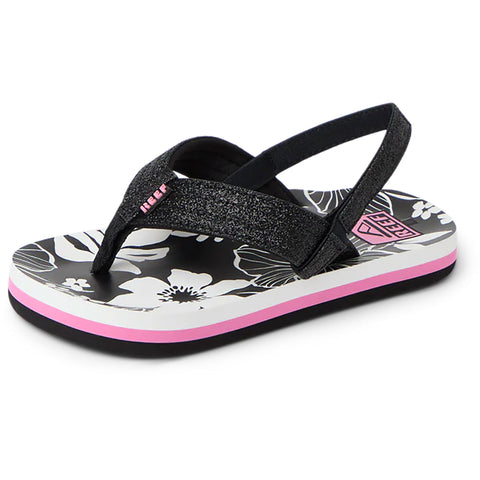 Reef kids Little Ahi Sandals in pink/black floral