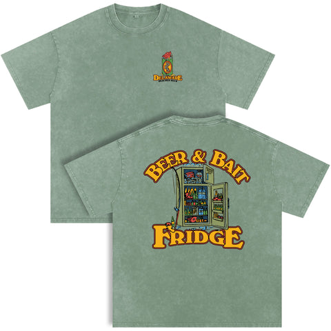 Delaware Beaches Suck DBS Beer and Bait Fridge Tee in Bean Green