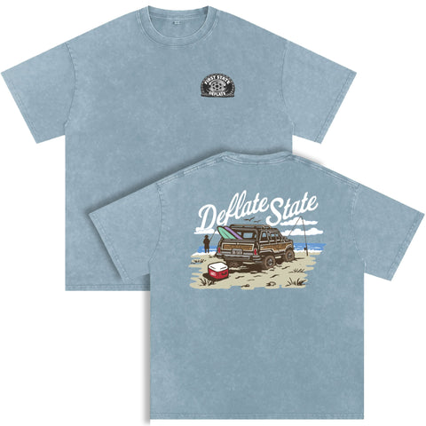 Delaware Beaches Suck DBS Deflate State Tee in Blue Jeans