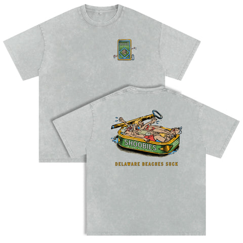 Delaware Beaches Suck DBS Shoobie Sardine Can Tee in light grey