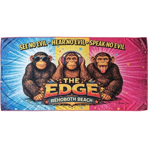 Edge 3 Monkeys Beach Towel in 36 x 72 inch and multi