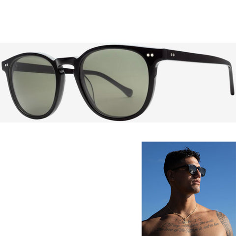 Electric Oak Sunglasses in gloss black and grey polarized
