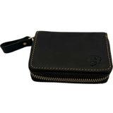Edge Mens Leather Zippered Card Wallet in black
