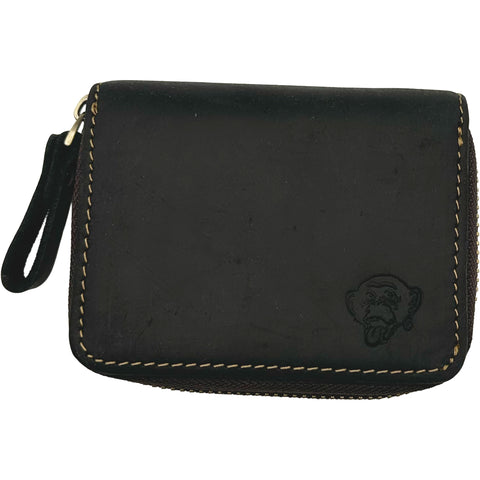 Edge Mens Leather Zippered Card Wallet in black