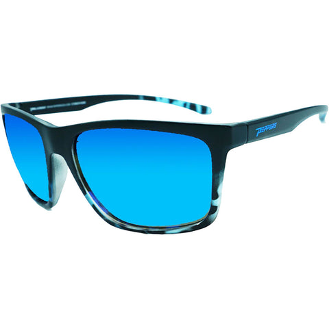 Peppers Topwater Polarized Floating Sunglasses in black blue tortoise fade and Blue mirror polarized