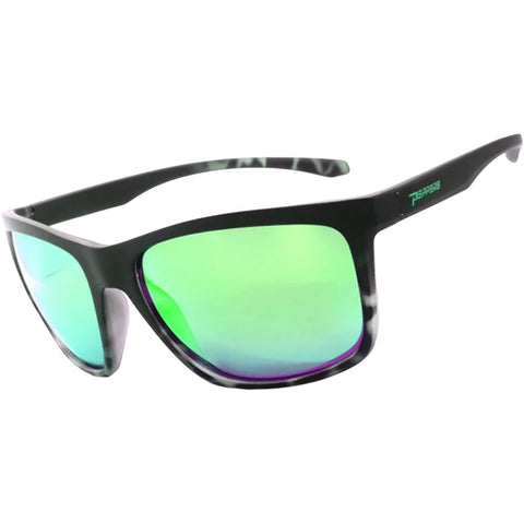 Peppers Topwater Polarized Floating Sunglasses in matte black to green and green revo polarized