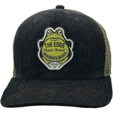 Edge Frog Trucker Snapback Hat in black cord/olive