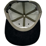 Edge Frog Trucker Snapback Hat in black cord/olive