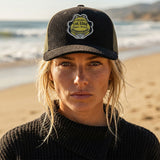 Edge Frog Trucker Snapback Hat in black cord/olive