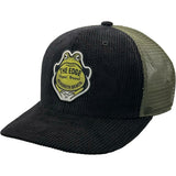Edge Frog Trucker Snapback Hat in black cord/olive