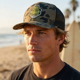 Edge Frog Trucker Snapback Hat in night camo/black