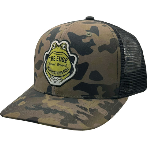 Edge Frog Trucker Snapback Hat in night camo/black